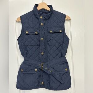 Polo Ralph Lauren Zip Button Quilted Pocket Puffer Vest  Belted Jacket